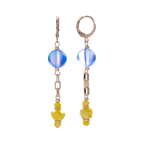 Серьги Lanzerotti, Montpasier, с цветными кристаллами и цепью, LZ-22.06-151 голубой