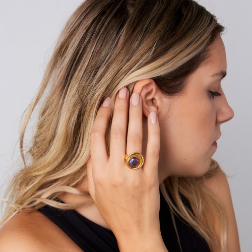 Кольцо Catherine Bijoux, Handmade crystal, разъемное, с кристаллом, CB26.1-5564DG фиолетовый фото 2