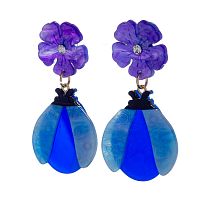 Серьги Moon Paris, Lorian, с подвеской-божья коровка, кристаллом, ML-23.03-019 синий