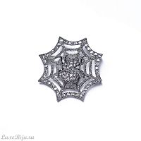 Брошь Moon Paris, Nord, паук на паутине, с кристаллами, MoS-21.10-002 серебристый