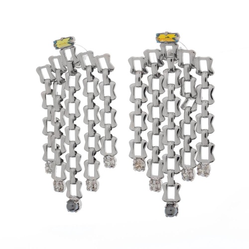 Серьги Crezus, Aries, с кристаллами и цепями, CZ24-24E11 серебристый