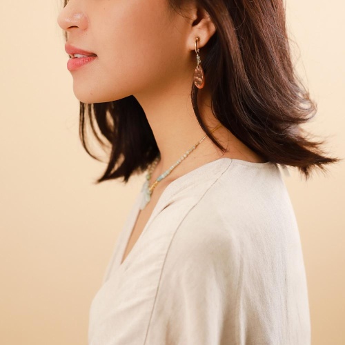 Серьги Nature Bijoux, Galapagos, шпон в смоле, амазонит, цитрин, NB23.1-12-78214 коричневый фото 3