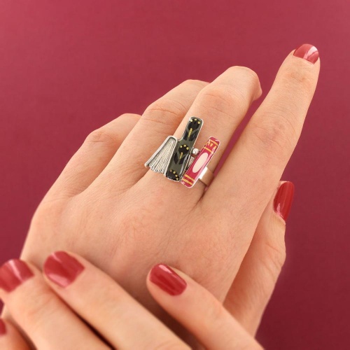 Кольцо TARATATA, Romans, разъемное, цветная смола, золотая краска, TT-H25-01402-10M серебристый фото 3