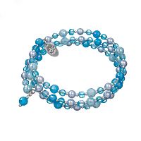 Браслет Lanzerotti, Marino, пружина, топаз, перламутр, кристаллы, LZ-25.06-177 голубой