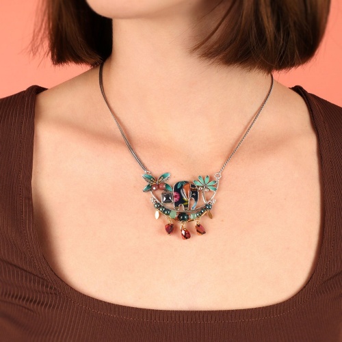 Колье TARATATA, Papong, смола, бусины, стразы, тигровый глаз, TT-E24-11120-10M серебристый фото 4