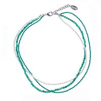 Колье Lanzerotti, Crespino, тройное, с жемчугом,агатом и кристаллами, LZ-23.05-239 зеленый