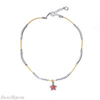 Колье Ciclon, Lucia, со звездой, муранское стекло, текстиль, CN-222804 оранжевый