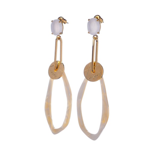 Серьги Nuance, Nuance, с кварцем и акриловой подвеской, NFN-23.03-038 золотистый