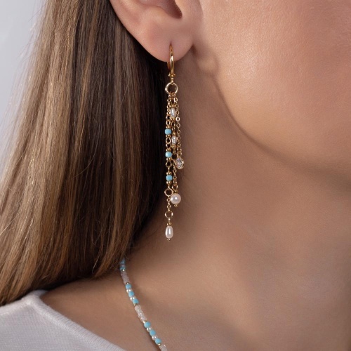 Серьги Lanzerotti, Marino, с магнезитом, жемчугом и кристаллами, LZ-25.06-168 голубой фото 2