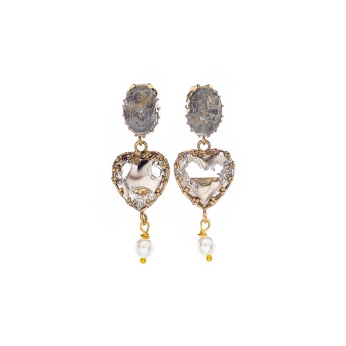 Серьги Celeste G, кристалл Swarovski, сердце, жемчугом, CS26.1-764 хрустальный
