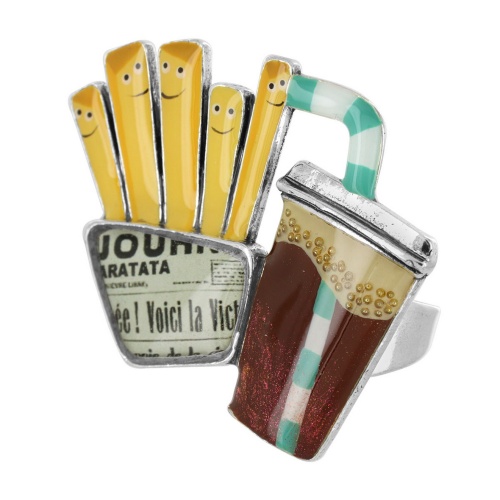 Кольцо TARATATA, Ketchup, разъемное,смола,слюда,микрошарики, TT-W23-08420-10M серебристый фото 2