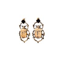 Серьги Moon Paris, жук скарабей с цветной эмалью, Mo-Y26.03-005 золотистый