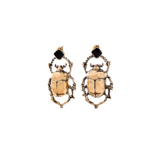 Серьги Moon Paris, жук скарабей с цветной эмалью, Mo-Y26.03-005 золотистый