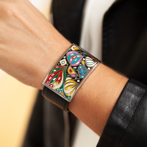 Браслет Fiore Luna на кожаном черном ремешке, CB01366-2 M фото 4