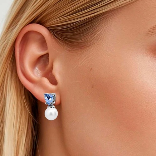 Серьги Dyrberg Kern EMO SS LIGHT BLUE / WHITE PEARL, 480037 фото 3