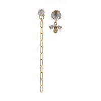 Серьги Moon Paris, Ringo Queen, асимметричные, с кристаллами, MRQ-23.12-100 золотистый
