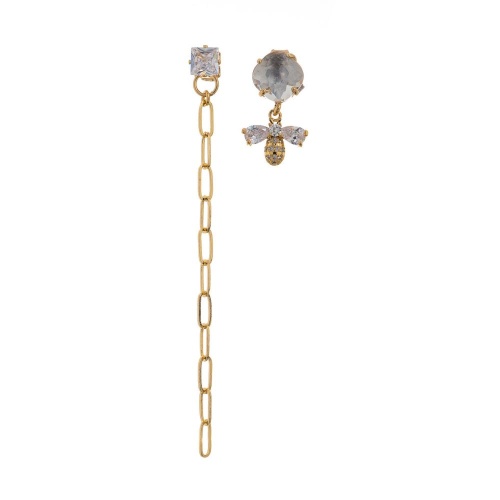 Серьги Moon Paris, Ringo Queen, асимметричные, с кристаллами, MRQ-23.12-100 золотистый