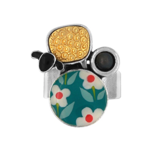 Кольцо TARATATA, Tweed, разъемное, с цветной смолой и гематитом, TT-W24-06431-10M серебристый фото 2