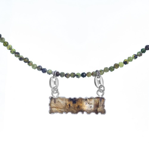 Колье Lanzerotti, Verde, зеленый гранат, подвеска из лабрадорита, LZ-24.12-545 зеленый фото 2