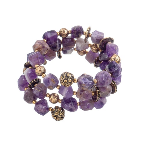 Браслет Alcozer&J, пружина, с аметистом, AL2411-B108ED24 сиреневый