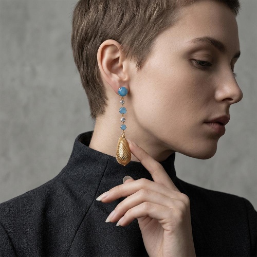 Серьги Celeste G, с кристаллами Swarovski, CS26.1-1032 голубой фото 2