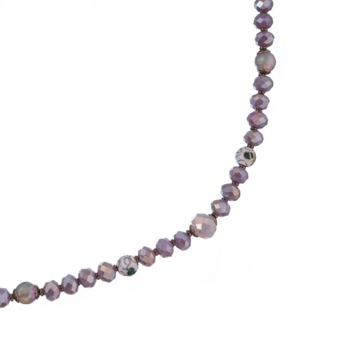 Колье Lanzerotti, Glicine, кристаллы,агат,бусина с росписью,гематит, LZ-24.04-214 сиреневый