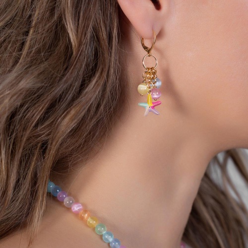 Серьги Lanzerotti, Hello babe!, с селенитом и подвеской-морской звездой, LZ-25.07-198 розовый фото 2