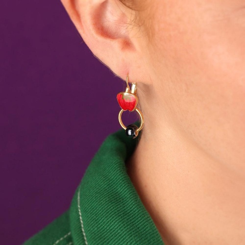 Серьги TARATATA, Paprika, асимметричные, смола, керам. бусина, TT-H25-12798-20M золотистый фото 2