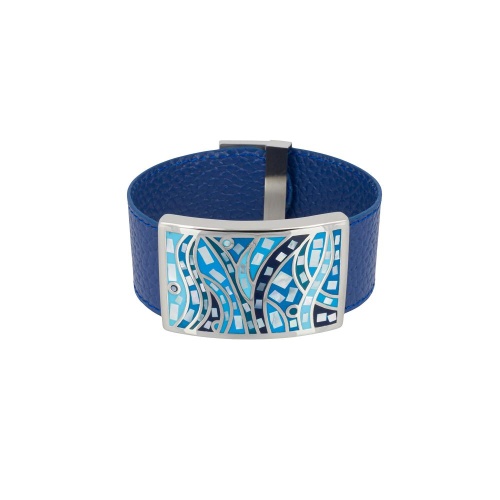 Браслет Fiore Luna на кожаном синим ремешке, CB00230-12 BL/S