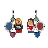 Серьги TARATATA, Nanas, асимметричные,смола, бусины и гематит, TT-W24-03739-10M серебристый