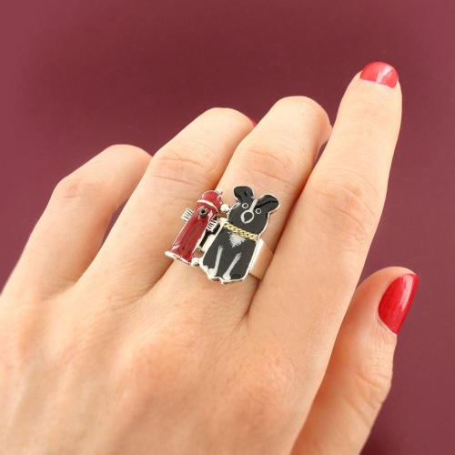 Кольцо TARATATA, Pas bouger!, разъемное, с цветной смолой и гематитом, TT-W25-06410-10M серебристый фото 3