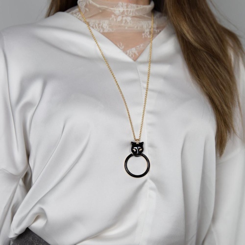 Колье Polina Firenze, пантера с эмалью и кристаллами, PF26.1-PE3759 черный фото 3