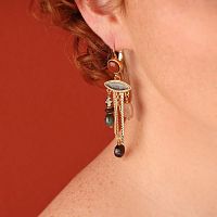 Серьги TARATATA, Zebra, смола, песчаник, гелиолит, яшма, оникс, TT-H25-04735-20M золотистый