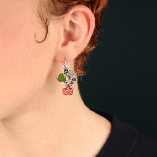 Серьги TARATATA, Cactus, асимметричные, смола, бусины, TT-E25-05748-10M серебристый фото 2