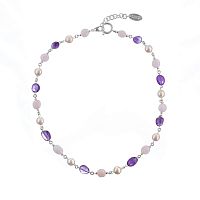 Колье Lanzerotti, Monroe, морганит, аметист, жемчуг, LZ-23.07-296 фиолетовый