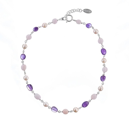 Колье Lanzerotti, Monroe, морганит, аметист, жемчуг, LZ-23.07-296 фиолетовый