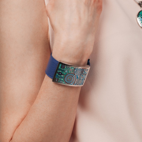 Браслет Fiore Luna на кожаном синем ремешке, CB01319-8 BL/S фото 4