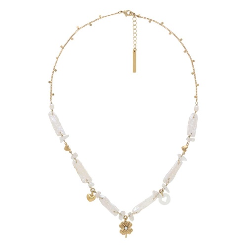 Колье Franck Herval, Bianca, раковина, хрусталь, перламутр, жемчуг, FH26.1-15-64561 белый