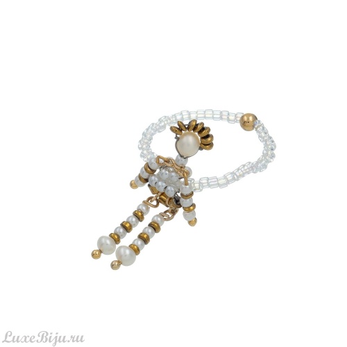 Кольцо Lanzerotti, Chandrayan, стрейч, с гематитом и жемчугом, LZ-23.09-321 белый