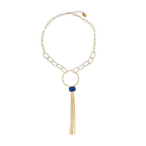 Колье Catherine Bijoux, Crystal diva, с кристаллом и цепями, CB25.1-5280AG синий