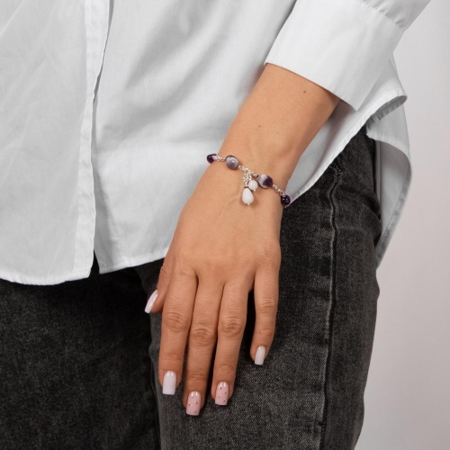 Браслет Lanzerotti, Glicine, агат, аметист, гематит, лунный камень, LZ-24.04-210 фиолетовый фото 2