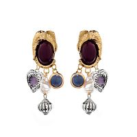 Серьги Moon Paris, слон со смальтой, эмалью и бусиной, Mo-Y26.03-006 бордовый