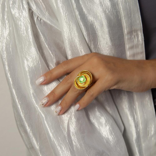 Кольцо Catherine Bijoux, Abstract shell, разъемное, с кристаллом, CB25.1-5381DG мятный фото 2