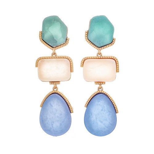 Серьги Moon Paris, с акриловыми вставками, Mo-Y24.06-027 голубой