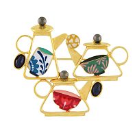 Брошь TARATATA, Cannelle, с цветной смолой и стеклянными бусинами, TT-E24-01201-20M золотистый