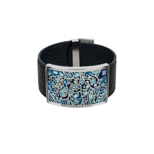 Браслет Fiore Luna на кожаном черном ремешке, CB01367-3 BL