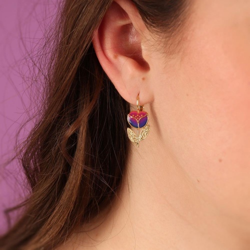 Серьги TARATATA, Crocus, асимметричные,цветная смола,микрошарики, TT-H24-02753-203 красный фото 3
