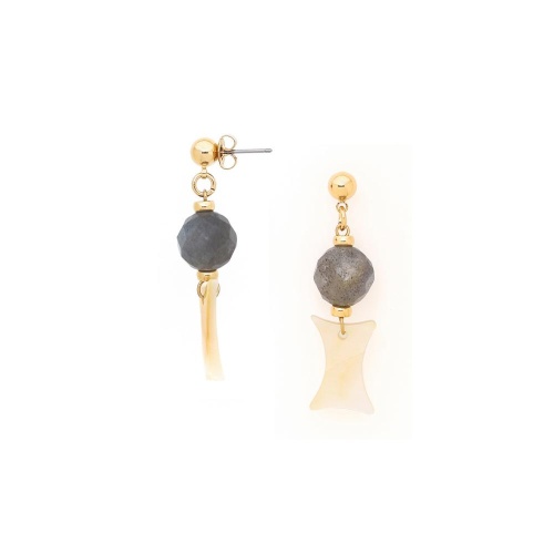 Серьги Nature Bijoux, Eclipse, с лабрадоритом и перламутром, NB25.2-12-90254 серый