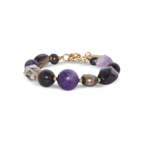 Браслет Nature Bijoux, Belle de nuit, гранат, дымчатый кварц, аметист, жемчуг, NB26.2-13-44713 бордовый