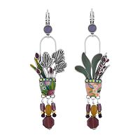 Серьги TARATATA, Ciboulette, асимметричные, смола, стразы и бусины, TT-E24-08769-10M серебристый